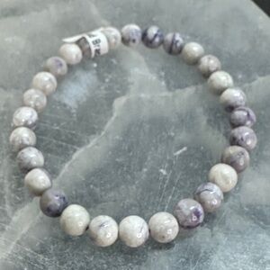 Lepidolite Beaded Stretch Bracelet | Calming Anxiety Relief Stone | Unisex
